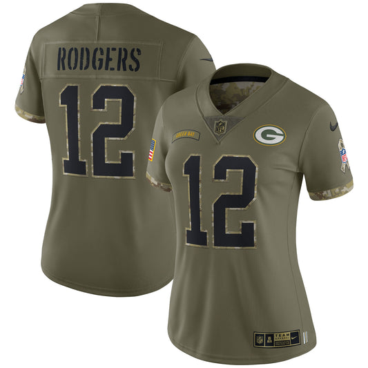 Aaron Rodgers Green Bay Packers Nike Women's 2022 Salute To Service Limited Jersey - Olive