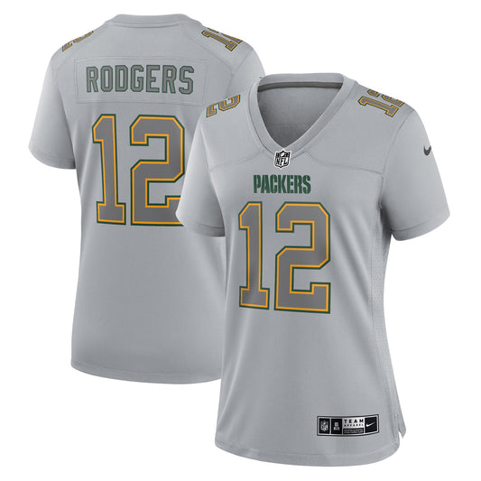 Aaron Rodgers Green Bay Packers Nike Women's Atmosphere Fashion Game Jersey - Gray